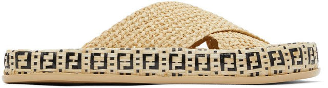 Fendi Beige 'Forever Fendi' Reflections Sandals - Sandales de réflexions Fendi Beige 'Forever Fendi' - Fendi Beige Forever Fendi '반사 샌들
