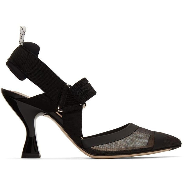 Fendi Black ColibrÃ¬ 85 Slingback Heels