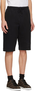 Fendi Black Embroidered Logo Shorts
