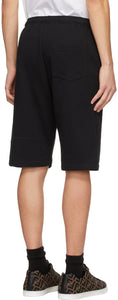 Fendi Black Embroidered Logo Shorts