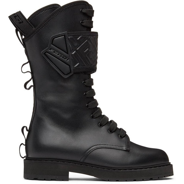 Fendi Black 'Forever Fendi' Rockoko Biker Boots - Bottes de motard Rockoko Fendi Black 'Forever Fendi' - Fendi Black 'Forever Fendi'로고코 바이커 부츠