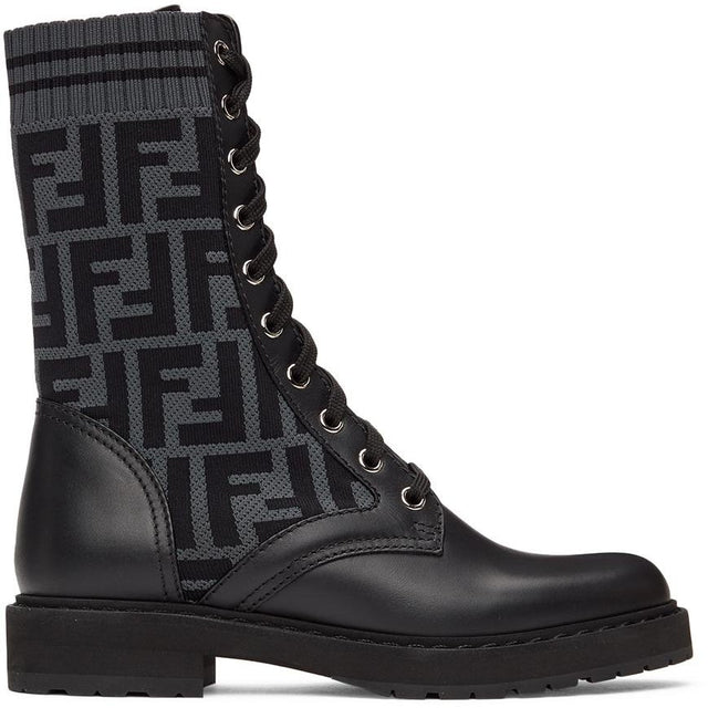 Fendi Black 'Forever Fendi' Rockoko Boots - Bottes Rockoko Fendi Black 'Forever Fendi' - Fendi Black 'Forever Fendi'로고코 부츠