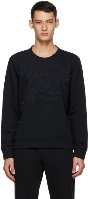 Fendi Black Logo Tape Sweatshirt - Sweat-shirt de bande de logo noir Fendi - 펜디 블랙 로고 테이프 스웨터
