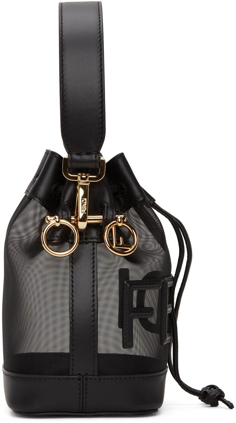 Fendi Black Leather Studded Bow Mon Tresor Bucket Bag, myGemma, SG