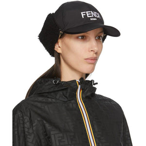 Fendi Black Nylon Baseball Cap