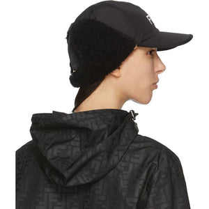 Fendi Black Nylon Baseball Cap