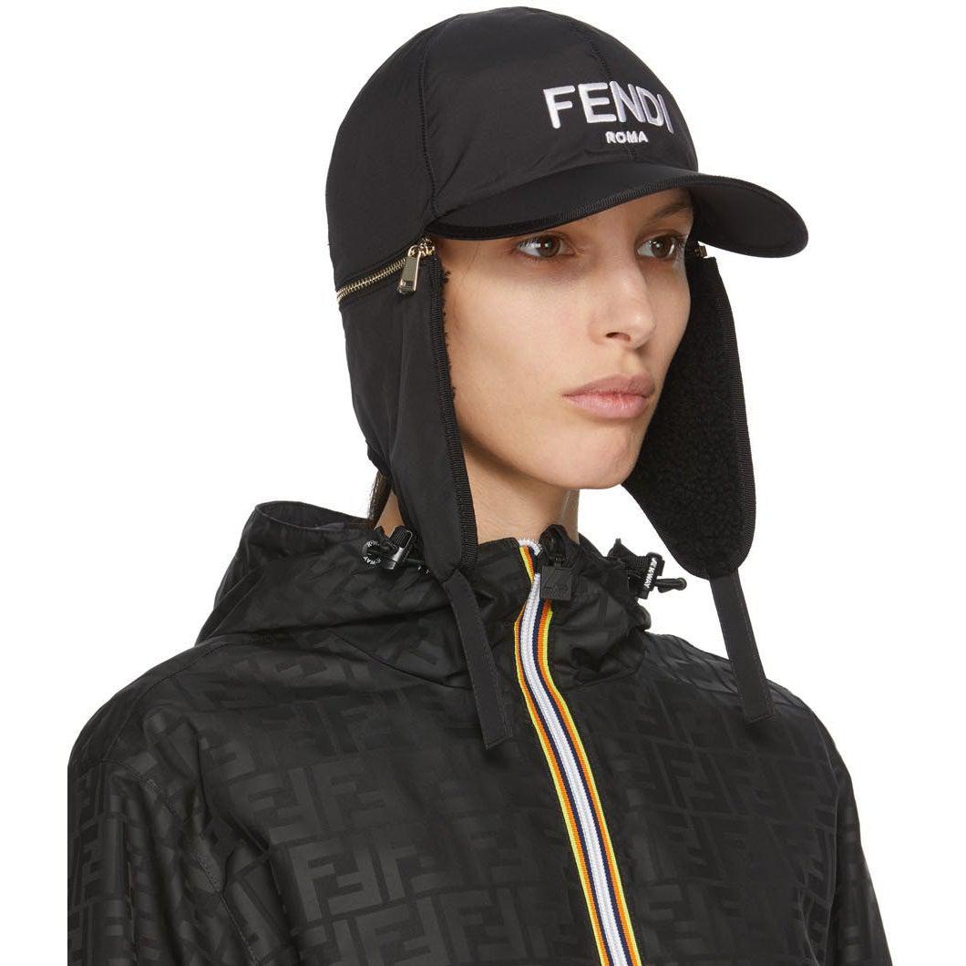 Fendi Black Nylon Baseball Cap