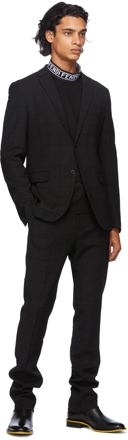 Fendi Black Wool Mock Neck Sweater