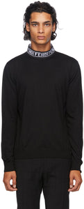 Fendi Black Wool Mock Neck Sweater - Pull à col de laine de laine noire Fendi - 펜디 블랙 양모 모의 넥 스웨터