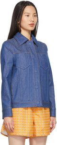 Fendi Blue Denim Embossed Logo Jacket