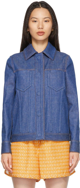 Fendi Blue Denim Embossed Logo Jacket - Veste de logo en relief en denim bleu Fendi - 펜디 블루 데님 양각 로고 재킷
