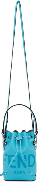 Fendi Blue Mini Allover Mon TrÃ©sor Bucket Bag - Fendi Blue Mini Sac de godets Mon Allerver Mon Trésor - Fendi Blue Mini Allover Mon Tré Sor 버킷 가방