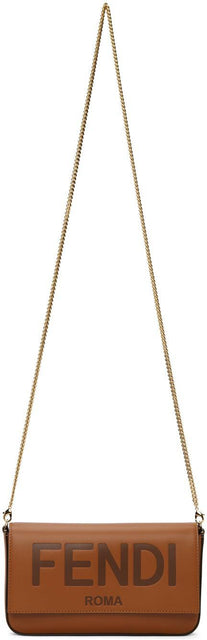 Fendi Brown Logo Shoulder Bag - Sac à bandoulière à logo Fendi Brown - 펜디 브라운 로고 숄더 백