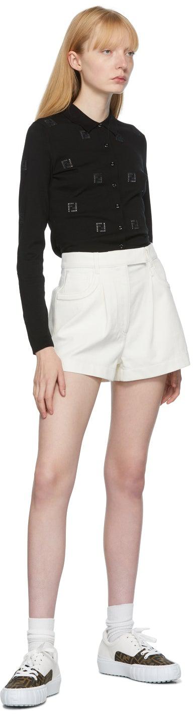 Fendi Off-White Denim Trompe L'oeil Shorts