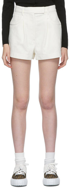 Fendi Off-White Denim Trompe L'oeil Shorts - Fendi Denim blanc cassé trombé l'oeil short - 펜디 오프 화이트 데님 Trompe L 'Oeil 반바지
