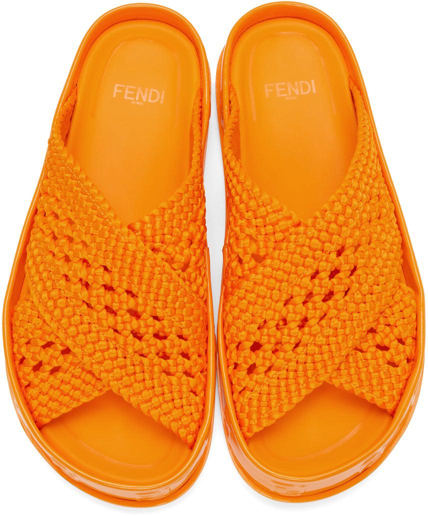 Fendi Orange Forever Fendi Reflections Sandals BlackSkinny