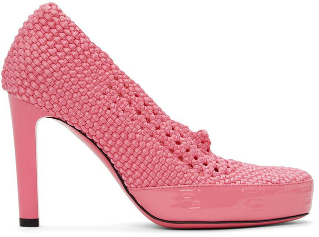 Fendi Pink Knit Stretch Heels - Fendi rose tricot stretch talons - 펜디 핑크 니트 스트레치 발 뒤꿈치