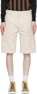 Fendi White Canvas 'Forever Fendi' Bermuda Shorts - Short de Bermudes Fendi 'Forever Fendi' Toile de Fendi White - Fendi White Canvas Forever Fendi '버뮤다 반바지