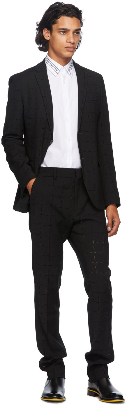 Fendi White Embroidered Collar Shirt