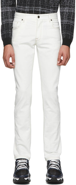 Fendi White 'Forever Fendi' Denim Jeans - Fendi White 'Forever Fendi' Jean Denim - Fendi White 'Forever Fendi'데님 청바지