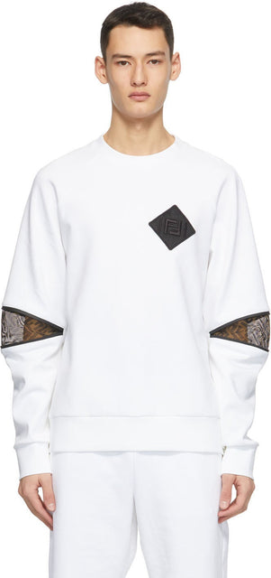 Fendi White 'Forever Fendi' Patch Sweatshirt - Sweat-shirt de patch Fendi White 'Forever Fendi' - Fendi White 'Forever Fendi'패치 스웨터