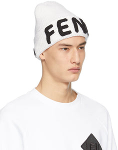 Fendi White Logo Beanie