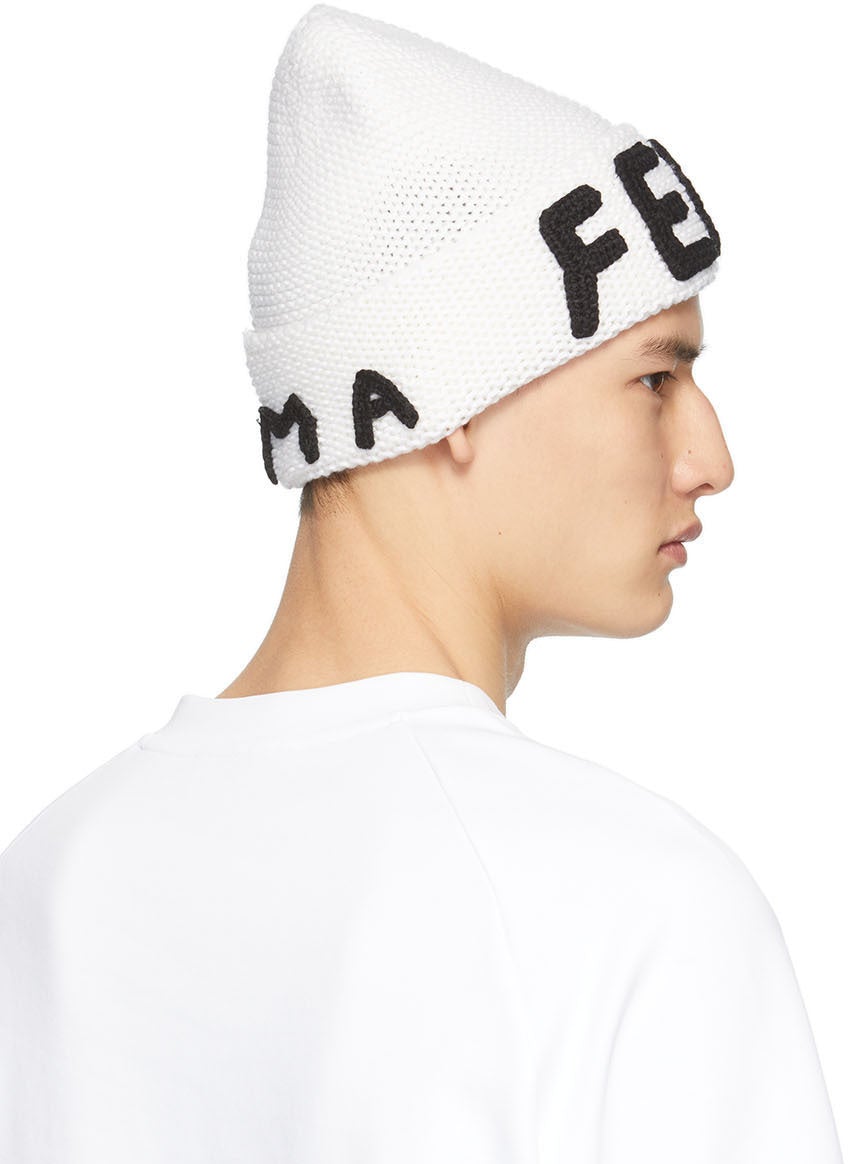 Fendi White Logo Beanie