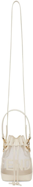 Fendi White Mesh Mini Mon Tresor Bucket Bag - Sac de godet Tresor Mini Mon Mini Mini Mini Mini-Mon - Fendi 화이트 메쉬 미니 Mon 트레인 버킷 백
