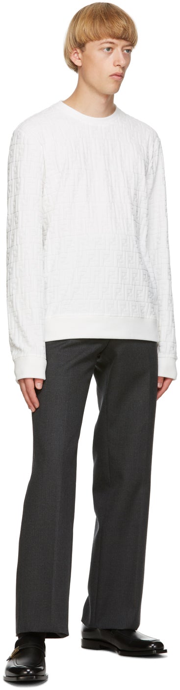 Fendi White Velour 'Forever Fendi' Sweatshirt