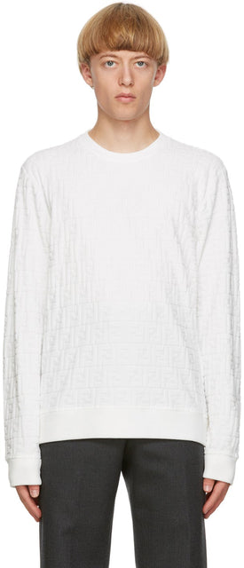 Fendi White Velour 'Forever Fendi' Sweatshirt - Sweat-shirt Fendi White Velor 'Forever Fendi' - Fendi White Velor 'Forever Fendi'스웨터