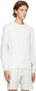 Fendi White Wool Punched Check Sweater