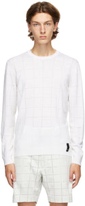 Fendi White Wool Punched Check Sweater - Pull de vérification perforé de laine blanche Fendi - Fendi White Wool 펀치 체크 스웨터