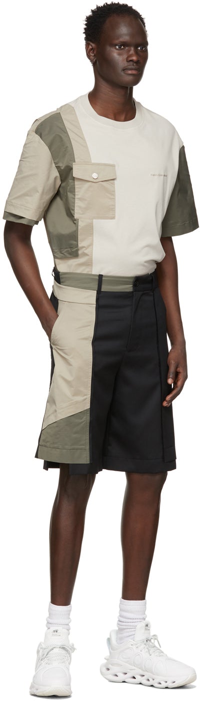 Feng Chen Wang Black Paneled Shorts