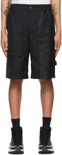 Feng Chen Wang Black Wool Paneled Shorts - Short lambris en laine de Feng Chen Wang Wang - Feng Chen Wang Black Wool Paneled Shorts