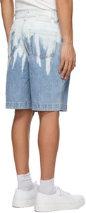 Feng Chen Wang Blue Denim Acid Wash Shorts