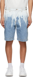 Feng Chen Wang Blue Denim Acid Wash Shorts - Short du Feng Chen Wang Blue Denim Wash Short - 펭 첸 왕 블루 데님 산성 워시 반바지