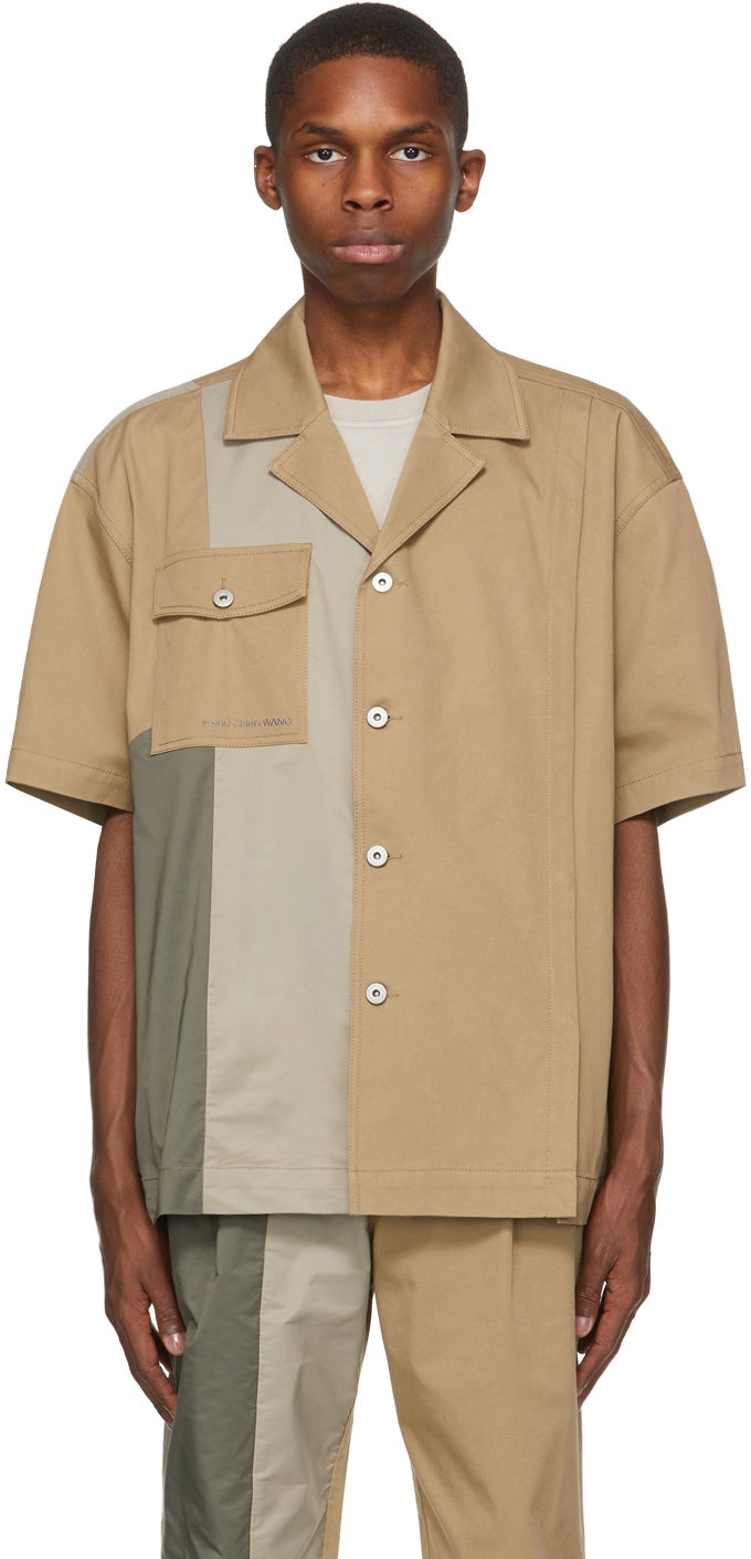 Feng Chen Wang Khaki Panelled Short Sleeve Shirt – BlackSkinny