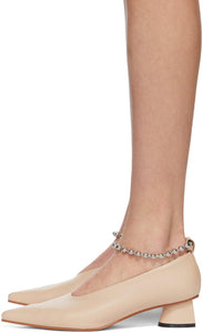 Flat Apartment Beige Chain Ankle Extreme Sharp Toe Heels