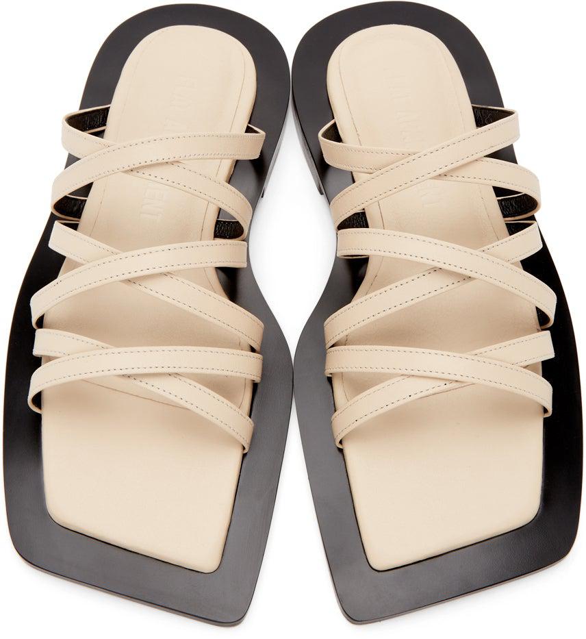 Flat Apartment Beige Wide Sole Strappy Sandals