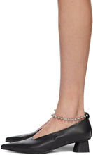 Flat Apartment Black Chain Anklet Extreme Sharp Toe Heels