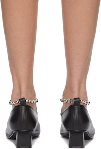 Flat Apartment Black Chain Anklet Extreme Sharp Toe Heels