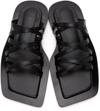Flat Apartment Black Wide Sole Strappy Sandals