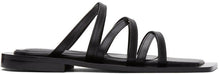 Flat Apartment Black Wide Sole Strappy Sandals - Appartement plat Sandales à lanières à semelle noire - 플랫 아파트 블랙 넓은 솔리프리 샌들