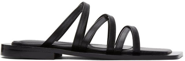 Flat Apartment Black Wide Sole Strappy Sandals - Appartement plat Sandales à lanières à semelle noire - 플랫 아파트 블랙 넓은 솔리프리 샌들