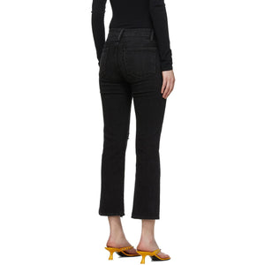 Frame Black Denim 'Le High Straight' Side Fray Jeans