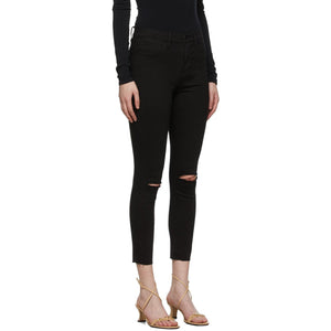 Frame Black 'Le High Skinny Crop' Raw Edge Jeans
