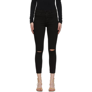 Frame Black 'Le High Skinny Crop' Raw Edge Jeans - Cadre Black 'Le High Skinny Culture' Crown Edge Jeans - 프레임 블랙 '르 높은 마른 작물'원시 가장자리 청바지