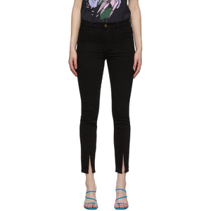 Frame Black 'Le High Skinny' Front Split Jeans