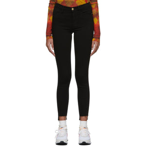 Frame Black 'Le High Skinny' Raw Stagger Jeans - Cadre Black 'Le High Skinny' Stub Stagger Jean - 프레임 블랙 '르 하이 스키니'익지 않는 슈터 청바지