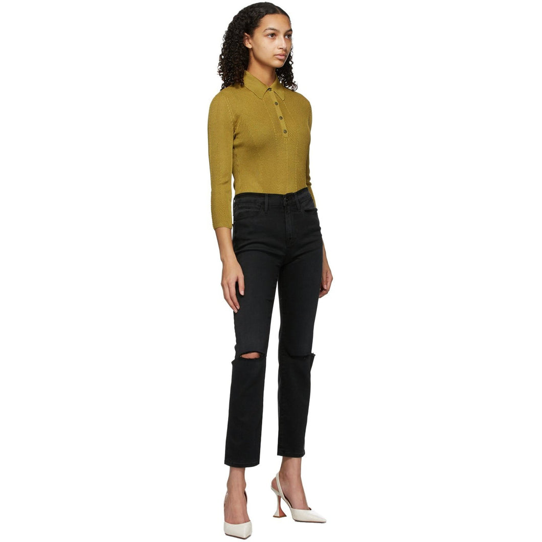 Frame Black 'Le High Straight' Jeans